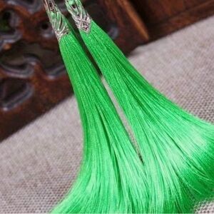 Vibrant Green Tassel Earrings
